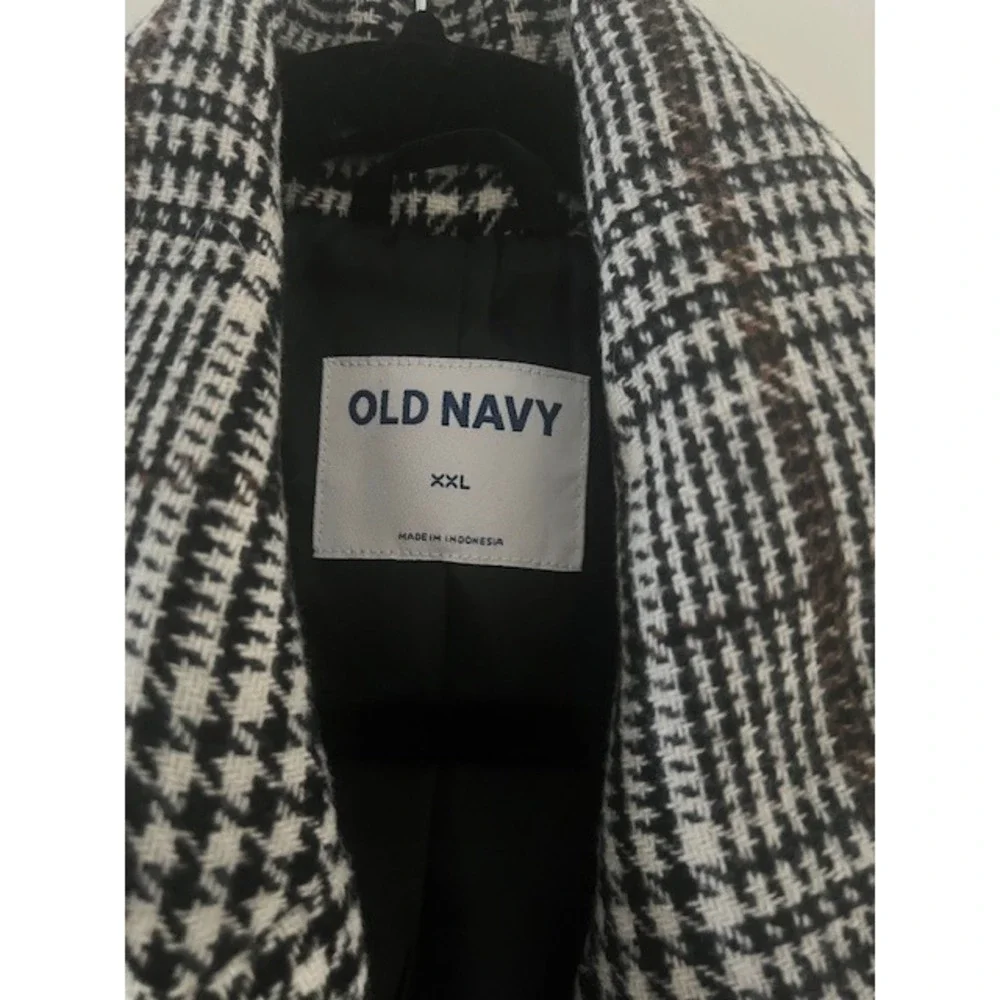OLD NAVY Plaid Double Breasted Blazer Jacket Women's XXL Black White Houndstooth - Picture 2 of 2